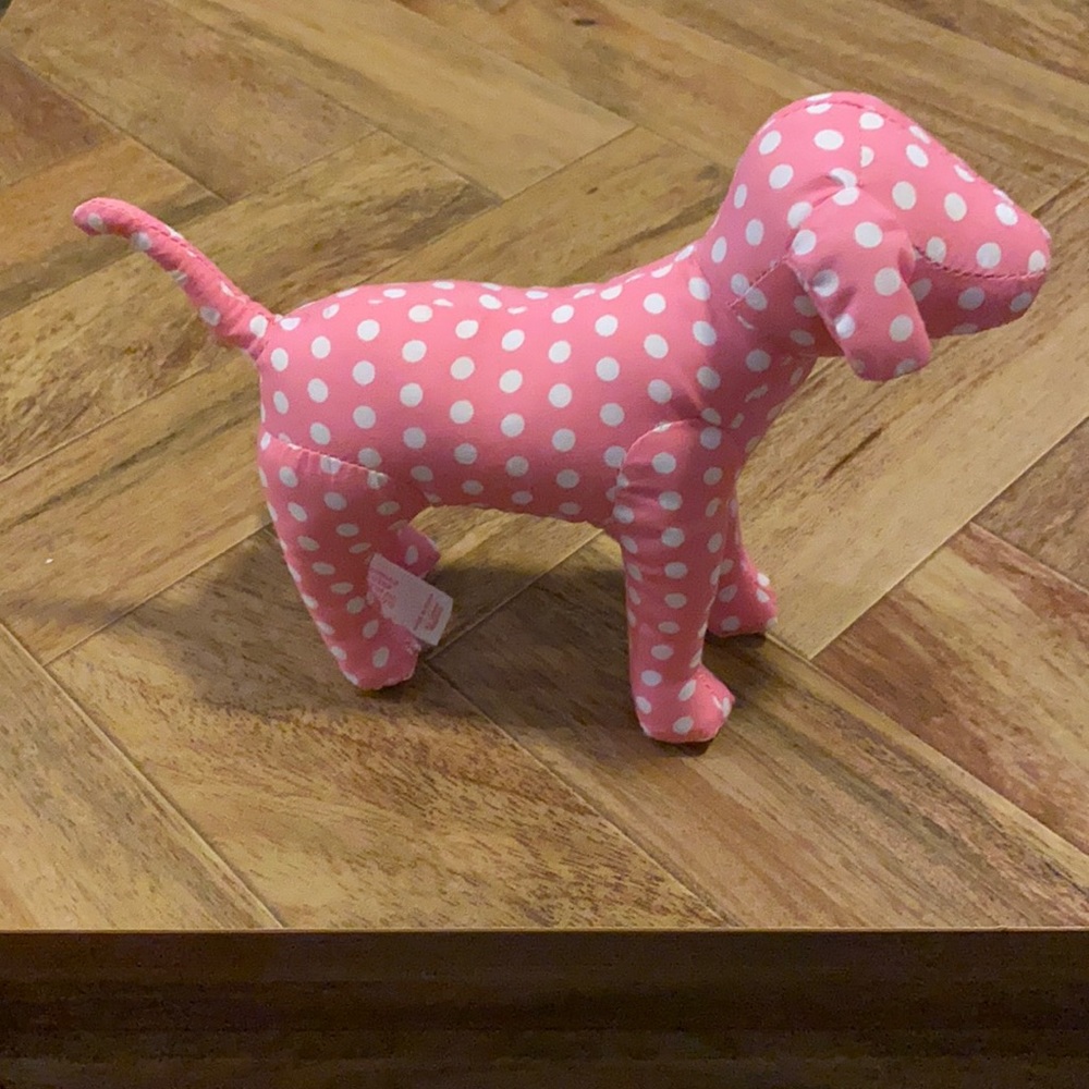 PINK dog in polka dots